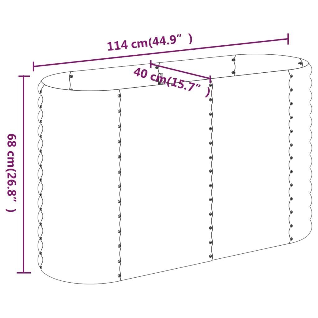 vidaXL Korotettu kukkalaatikko jauhemaalattu teräs 114x40x68cm antras. hinta ja tiedot | Istutusruukut ja minikasvihuoneet | hobbyhall.fi