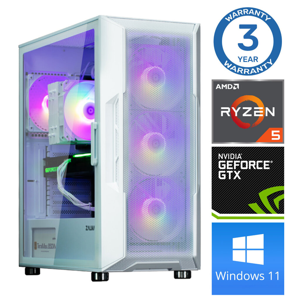 Intop Ryzen 5 5600X 16GB 1TB SSD M.2 NVME GTX1650 4GB WIN11 hinta ja tiedot | Pöytätietokoneet | hobbyhall.fi