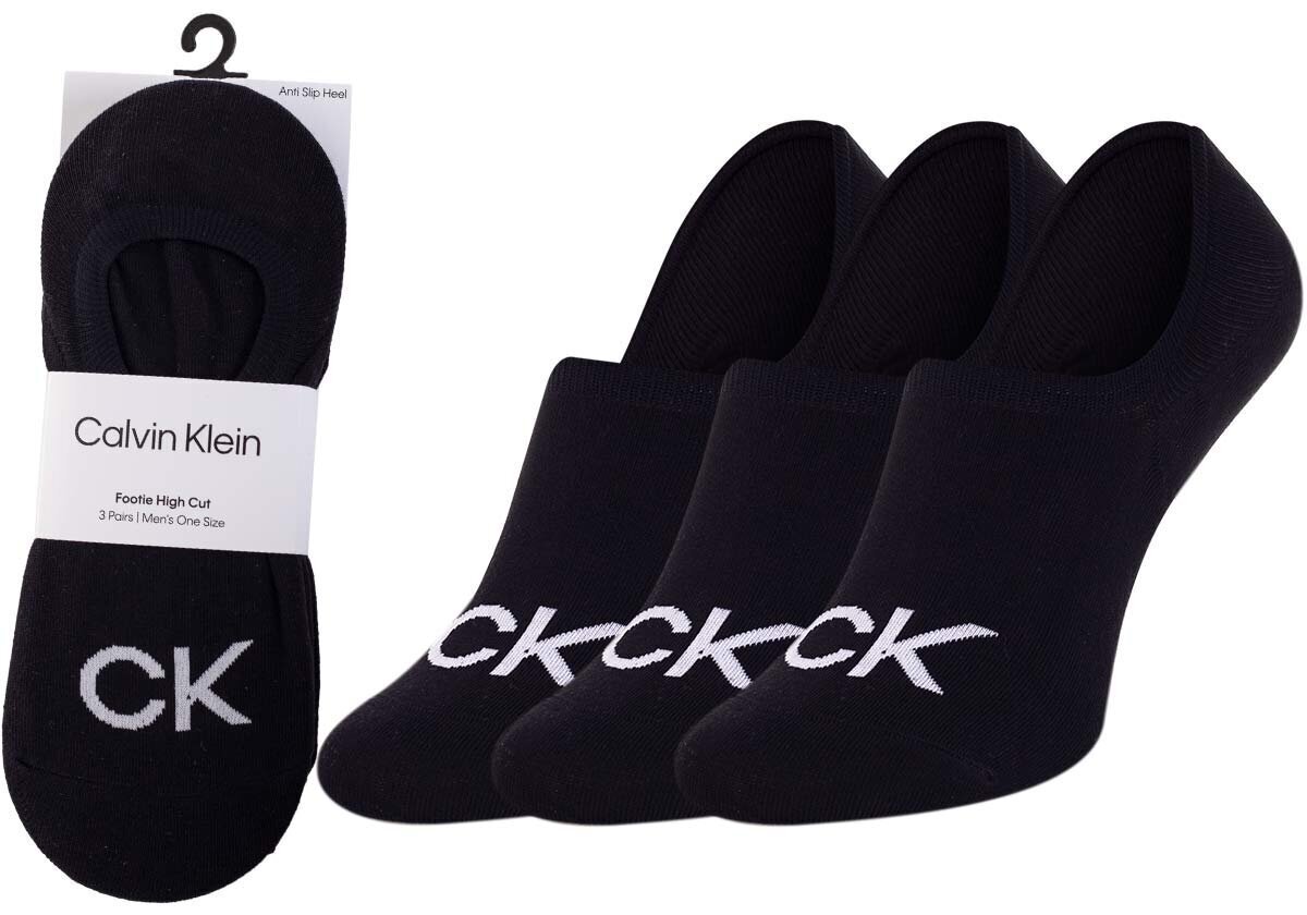 Ck men footie high cut 3p logo Calvin Klein miehet black 701218723001 hinta ja tiedot | Miesten sukat | hobbyhall.fi