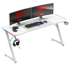 Huzaro Hero 4.8 RGB Valkoinen pelipöytä hinta ja tiedot | Tietokonepöydät ja työpöydät | hobbyhall.fi