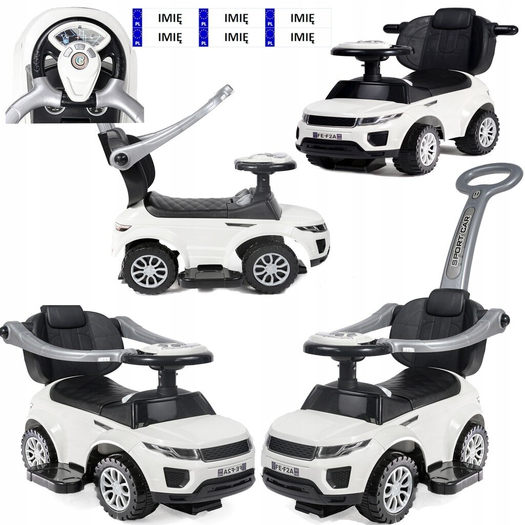Fluxar 3 in 1 push-pull -potkuauto, valkoinen hinta ja tiedot | Vauvan lelut | hobbyhall.fi