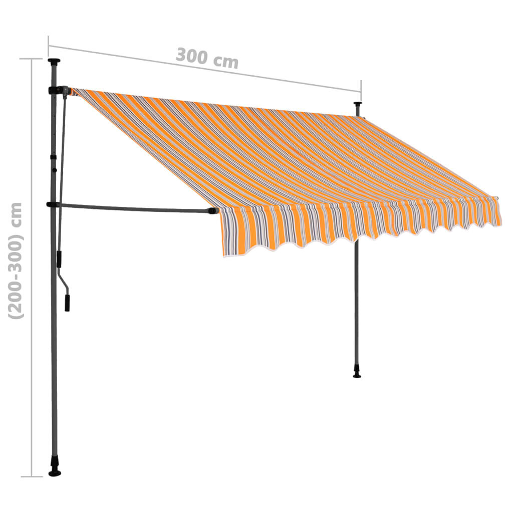 vidaXL Sisäänkelattava markiisi LED-valoilla 300 cm keltainen/sininen hinta ja tiedot | Aurinkovarjot ja markiisit | hobbyhall.fi