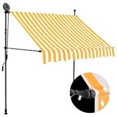 vidaXL Sisäänkelattava markiisi LED-valoilla 200 cm valkoinen/oranssi hinta ja tiedot | Aurinkovarjot ja markiisit | hobbyhall.fi