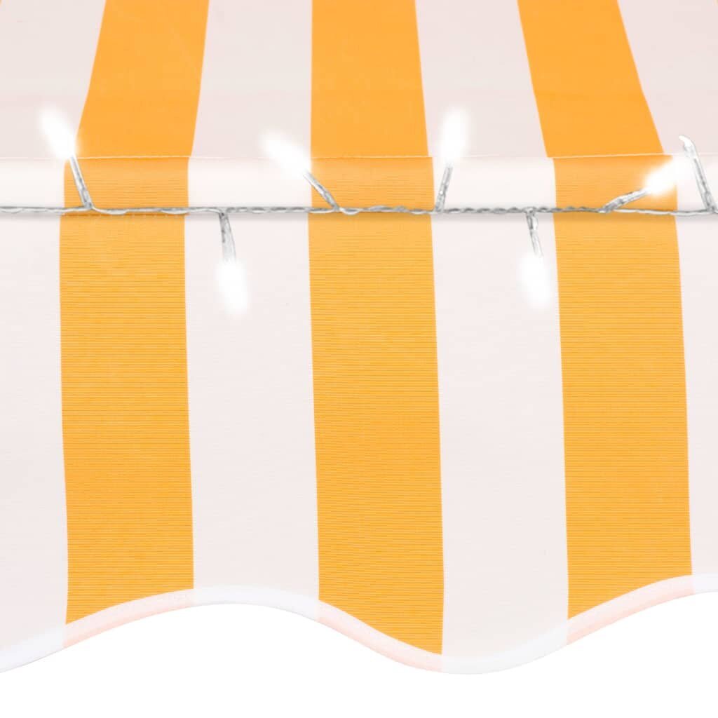 vidaXL Sisäänkelattava markiisi LED-valoilla 200 cm valkoinen/oranssi hinta ja tiedot | Aurinkovarjot ja markiisit | hobbyhall.fi