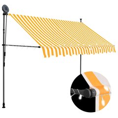 vidaXL Sisäänkelattava markiisi LED-valoilla 250 cm valkoinen/oranssi hinta ja tiedot | Aurinkovarjot ja markiisit | hobbyhall.fi