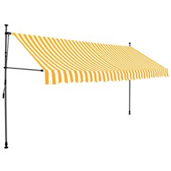 vidaXL Sisäänkelattava markiisi LED-valoilla 350 cm valkoinen/oranssi hinta ja tiedot | Aurinkovarjot ja markiisit | hobbyhall.fi