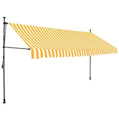 vidaXL Sisäänkelattava markiisi LED-valoilla 400 cm valkoinen/oranssi hinta ja tiedot | Aurinkovarjot ja markiisit | hobbyhall.fi