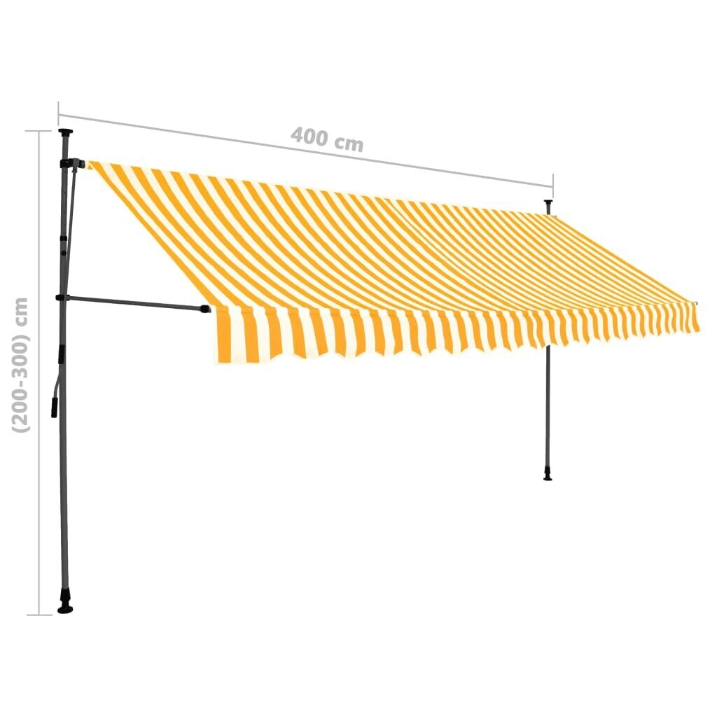 vidaXL Sisäänkelattava markiisi LED-valoilla 400 cm valkoinen/oranssi hinta ja tiedot | Aurinkovarjot ja markiisit | hobbyhall.fi