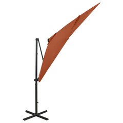 vidaXL Riippuva aurinkovarjo tangolla ja LED-valoilla terrakotta 250cm hinta ja tiedot | Aurinkovarjot ja markiisit | hobbyhall.fi