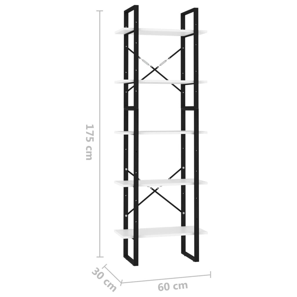 vidaXL 5-tasoinen kirjahylly valkoinen 60x30x175 cm tekninen puu hinta ja tiedot | Hyllyt | hobbyhall.fi