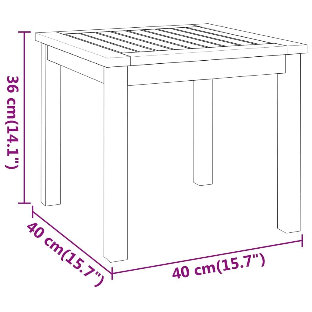 vidaXL Sohvapöytä 40x40x36 cm täysi akasiapuu hinta ja tiedot | Puutarhapöydät | hobbyhall.fi