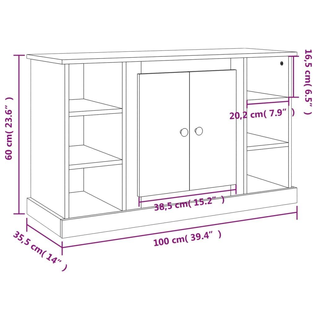 vidaXL Senkki betoninharmaa 100x35,5x60 cm tekninen puu hinta ja tiedot | Olohuoneen kaapit ja lipastot | hobbyhall.fi