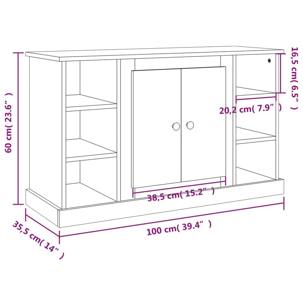 vidaXL Senkki ruskea tammi 100x35,5x60 cm tekninen puu hinta ja tiedot | Olohuoneen kaapit ja lipastot | hobbyhall.fi