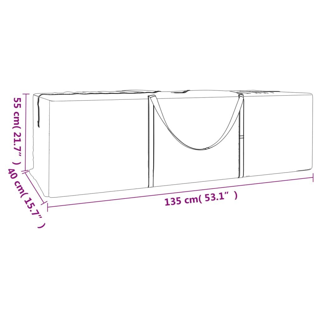 vidaXL Ulkotyynyjen säilytyskassit 2 kpl musta 135x40x55 cm polyeteeni hinta ja tiedot | Istuintyynyt, pehmusteet ja päälliset | hobbyhall.fi