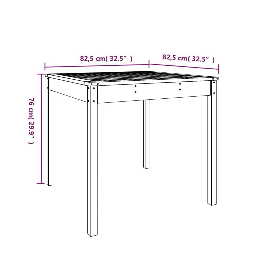 vidaXL Puutarhapöytä hunajanruskea 82,5x82,5x76 cm täysi mänty hinta ja tiedot | Puutarhapöydät | hobbyhall.fi