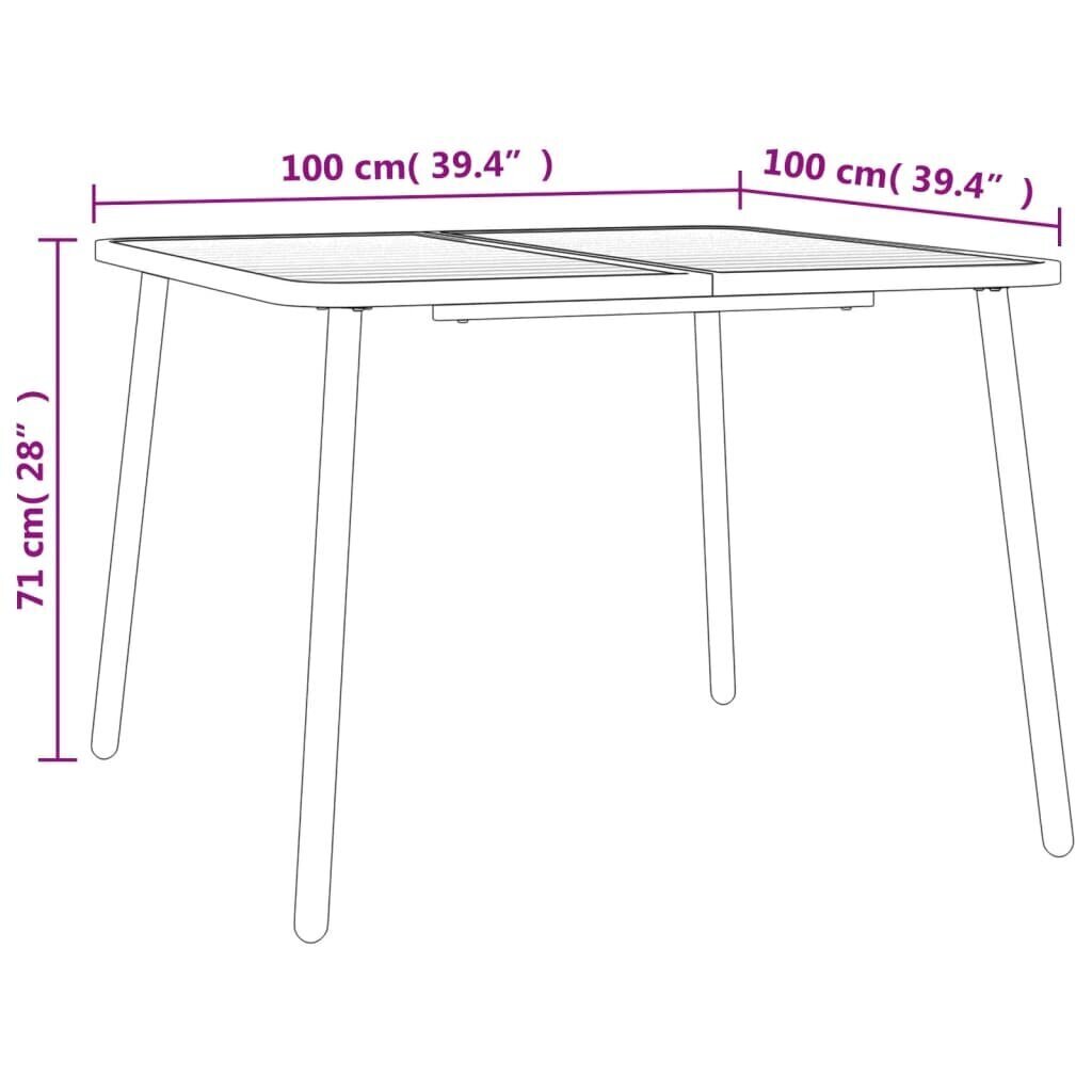 vidaXL Puutarhapöytä antrasiitti 100x100x71 cm teräs hinta ja tiedot | Puutarhapöydät | hobbyhall.fi