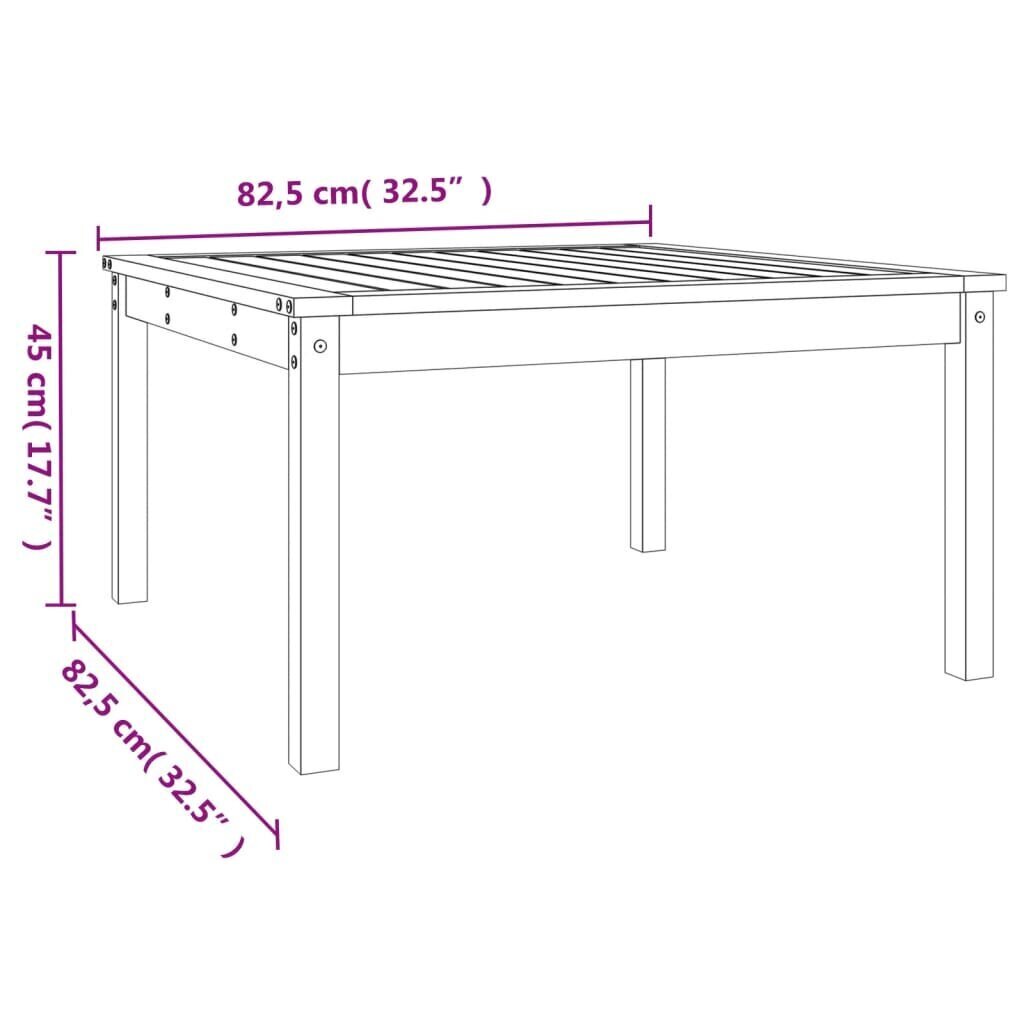 vidaXL Puutarhapöytä 82,5x82,5x45 cm täysi mänty hinta ja tiedot | Puutarhapöydät | hobbyhall.fi