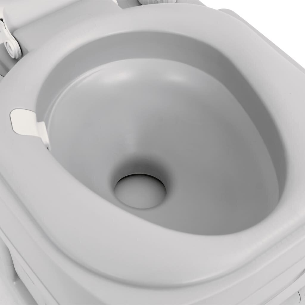 vidaXL Kannettava retki WC harmaavalkoinen 22+12 l HDPE hinta ja tiedot | Kuivakäymälät | hobbyhall.fi