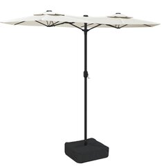 vidaXL Kaksipäinen aurinkovarjo LED-valot hiekka valkoinen 316x240 cm hinta ja tiedot | Aurinkovarjot ja markiisit | hobbyhall.fi