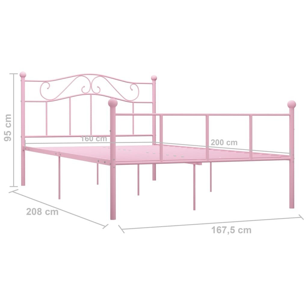 vidaXL Sängynrunko pinkki metalli 160x200 cm hinta ja tiedot | Sängyt | hobbyhall.fi