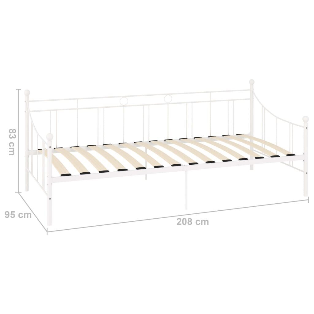 vidaXL Päivävuoteenrunko valkoinen metalli 90x200 cm hinta ja tiedot | Sängyt | hobbyhall.fi