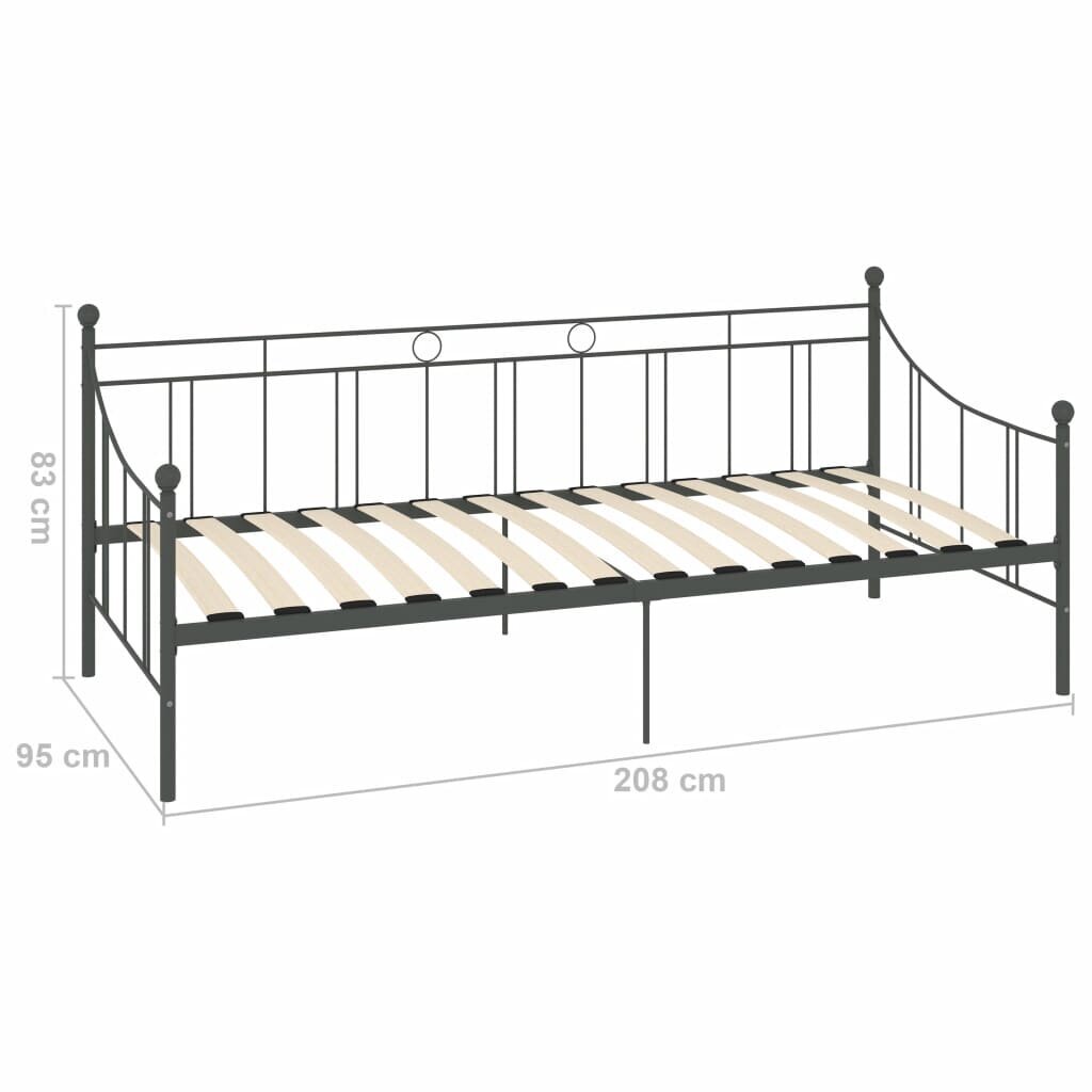 vidaXL Päivävuoteenrunko harmaa metalli 90x200 cm hinta ja tiedot | Sängyt | hobbyhall.fi