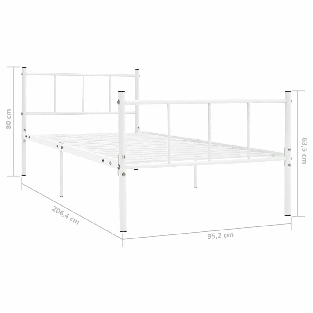 vidaXL Sängynrunko valkoinen metalli 90x200 cm hinta ja tiedot | Sängyt | hobbyhall.fi