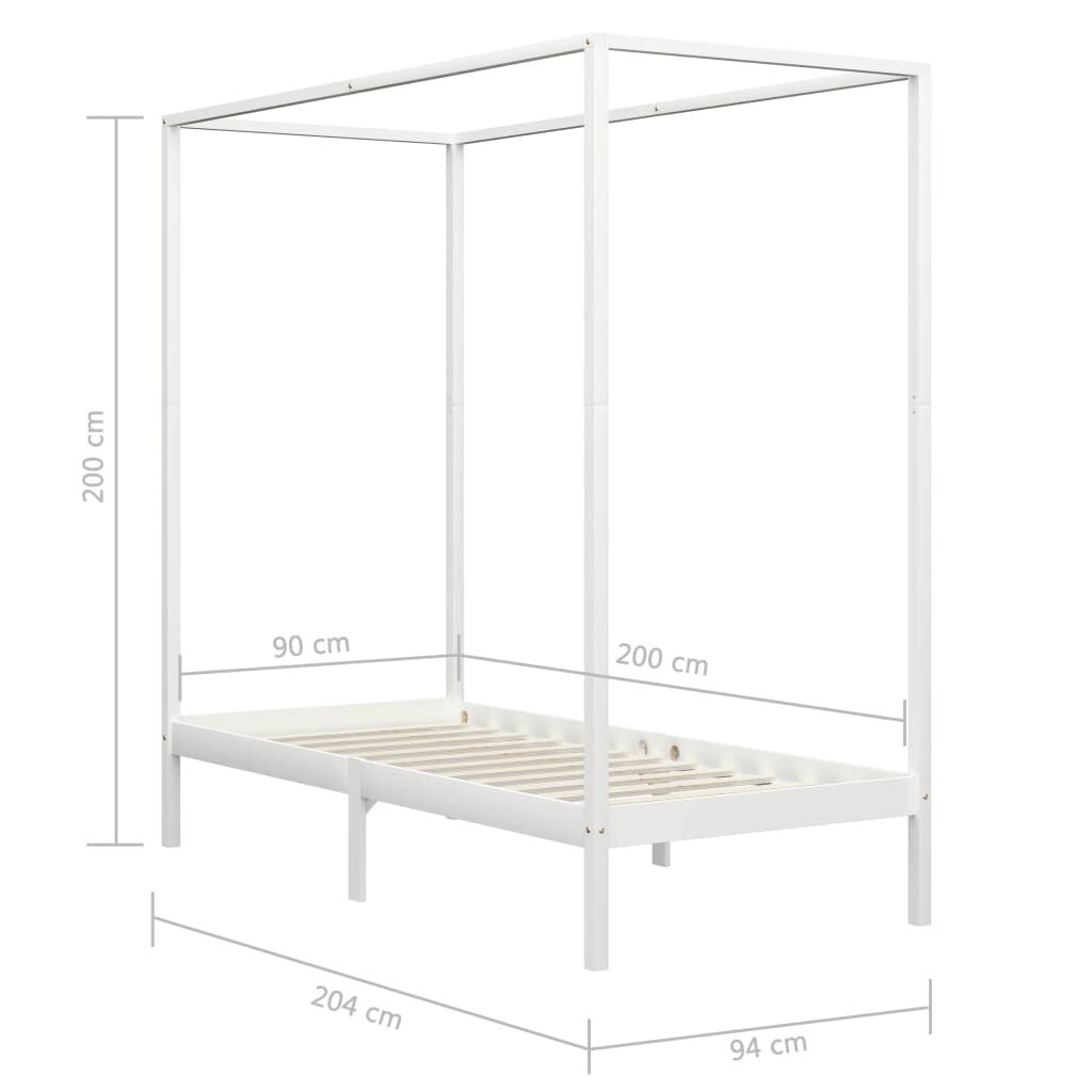 vidaXL Pylvässänky valkoinen täysi mänty 90x200 cm hinta ja tiedot | Sängyt | hobbyhall.fi