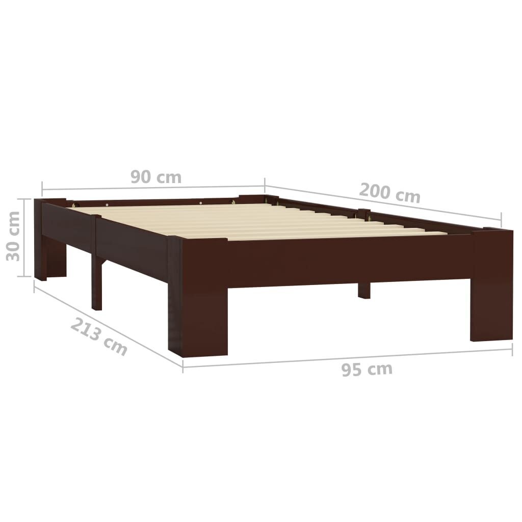 vidaXL Sängynrunko tummanruskea mänty 90x200 cm hinta ja tiedot | Sängyt | hobbyhall.fi