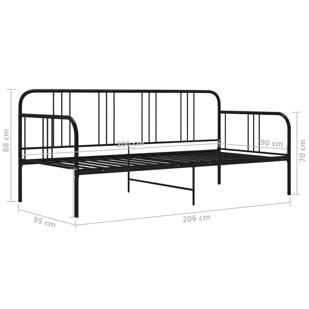 vidaXL Sohvasängyn runko musta metalli 90x200 cm hinta ja tiedot | Sängyt | hobbyhall.fi