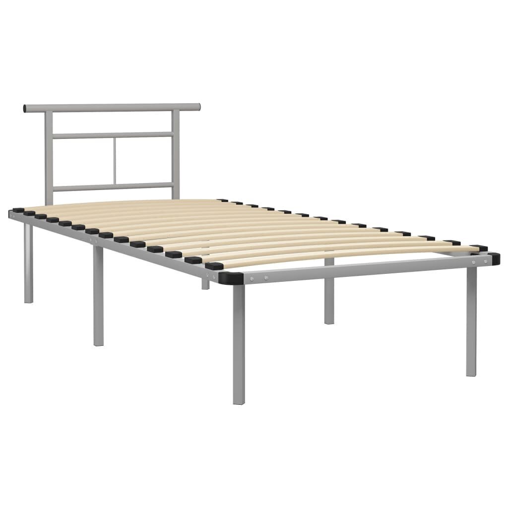 vidaXL Sängynrunko harmaa metalli 90x200 cm hinta ja tiedot | Sängyt | hobbyhall.fi