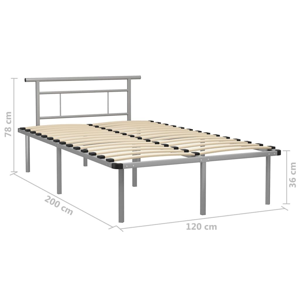 vidaXL Sängynrunko harmaa metalli 120x200 cm hinta ja tiedot | Sängyt | hobbyhall.fi