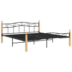 vidaXL Sängynrunko musta metalli ja täysi tammi 180x200 cm hinta ja tiedot | Sängyt | hobbyhall.fi