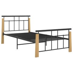 vidaXL Sängynrunko metalli ja täysi tammi 100x200 cm hinta ja tiedot | Sängyt | hobbyhall.fi