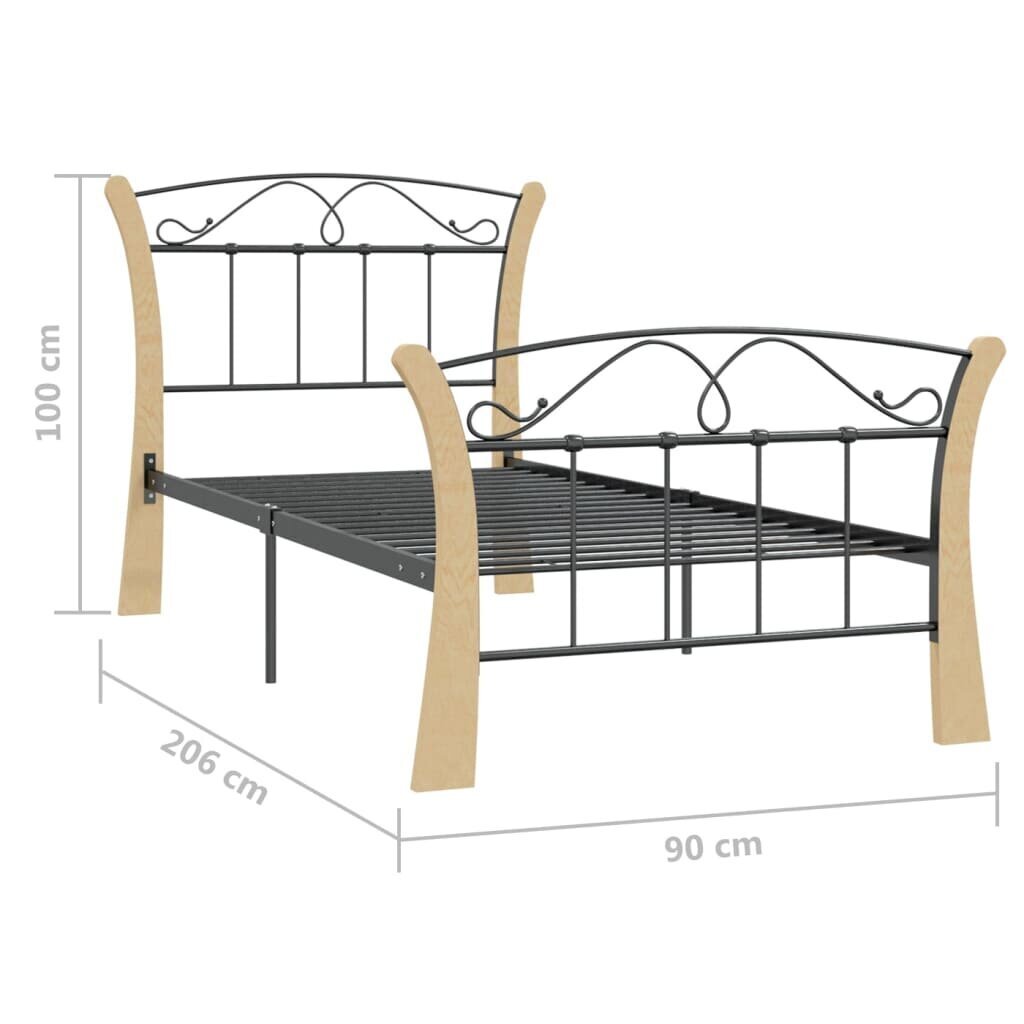 vidaXL Sängynrunko musta metalli 90x200 cm hinta ja tiedot | Sängyt | hobbyhall.fi