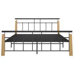 vidaXL Sängynrunko metalli ja täysi tammi 160x200 cm hinta ja tiedot | Sängyt | hobbyhall.fi