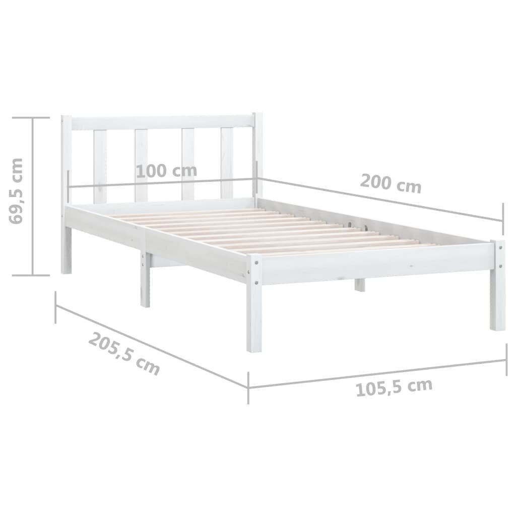 vidaXL Sängynrunko valkoinen täysi mänty 100x200 cm hinta ja tiedot | Sängyt | hobbyhall.fi