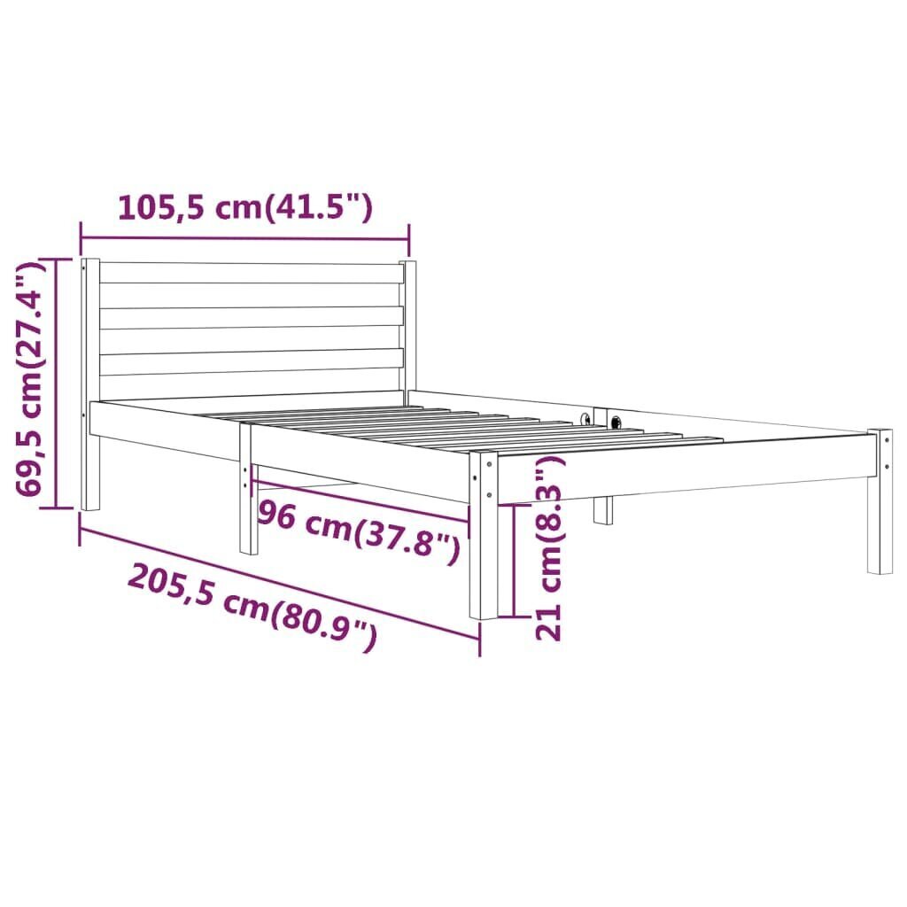 vidaXL Sängynrunko täysi mänty 100x200 cm musta hinta ja tiedot | Sängyt | hobbyhall.fi