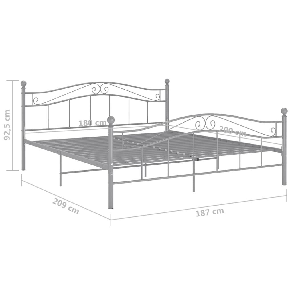 vidaXL Sängynrunko harmaa metalli 180x200 cm hinta ja tiedot | Sängyt | hobbyhall.fi