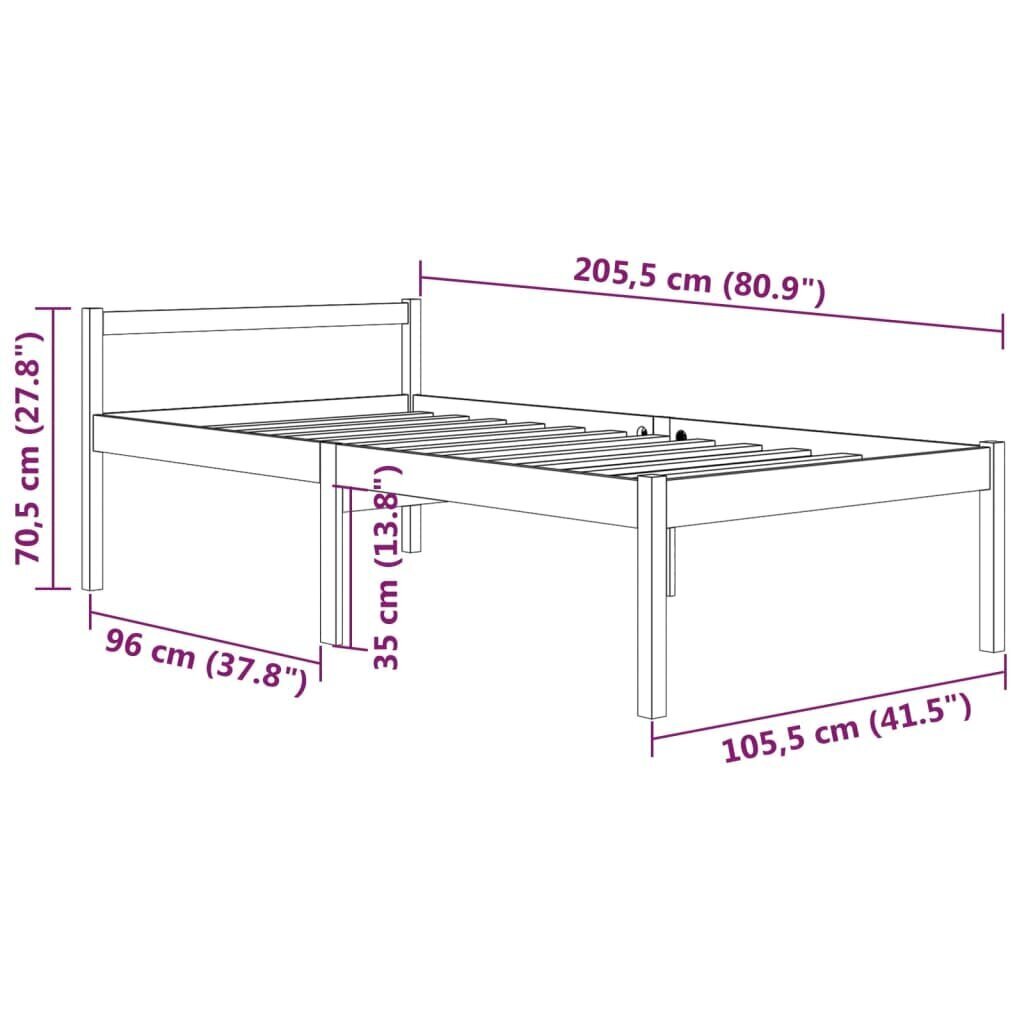 vidaXL Vanhusten sänky 100x200 cm täysi mänty hinta ja tiedot | Sängyt | hobbyhall.fi