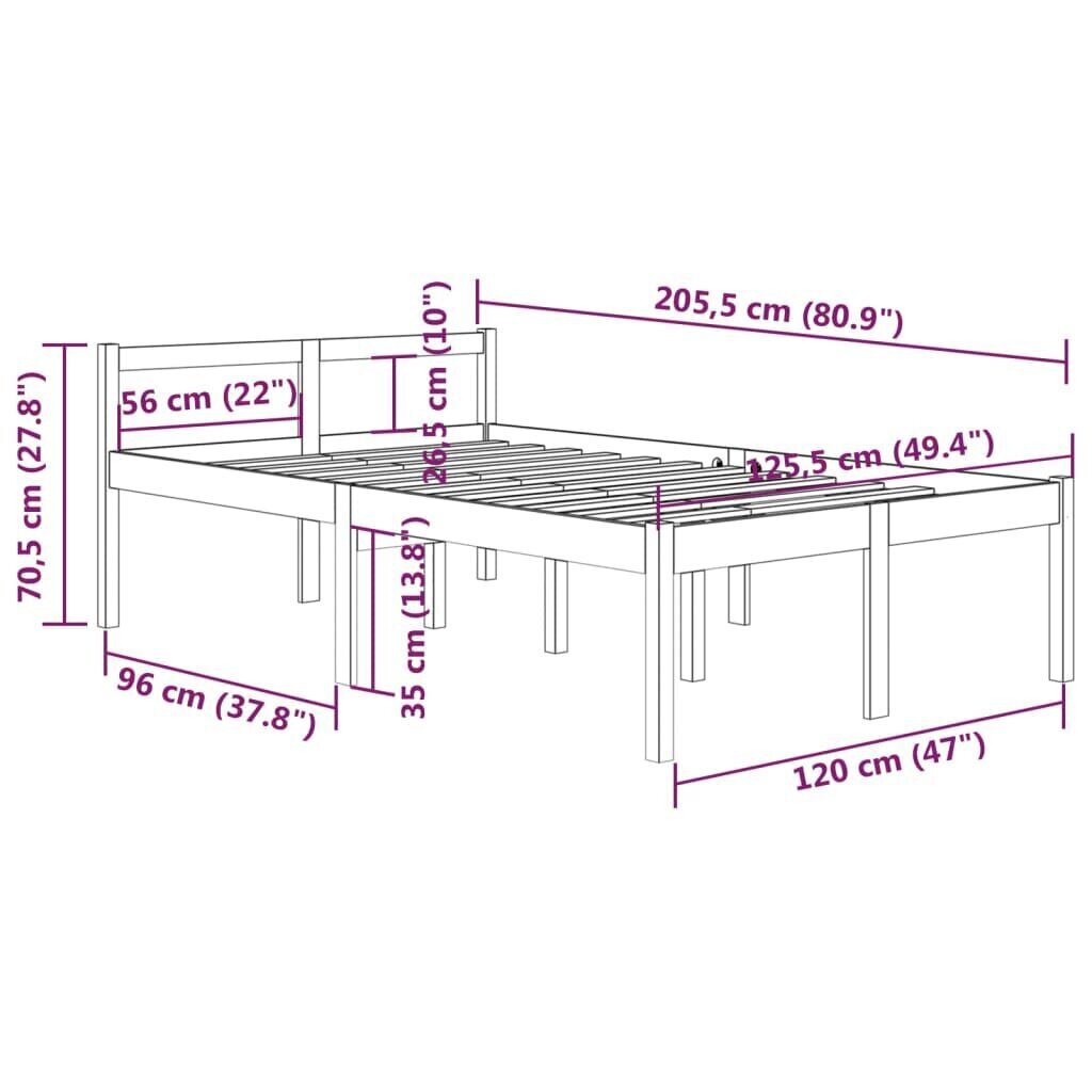 vidaXL Vanhusten sänky 100x200 cm täysi mänty hinta ja tiedot | Sängyt | hobbyhall.fi