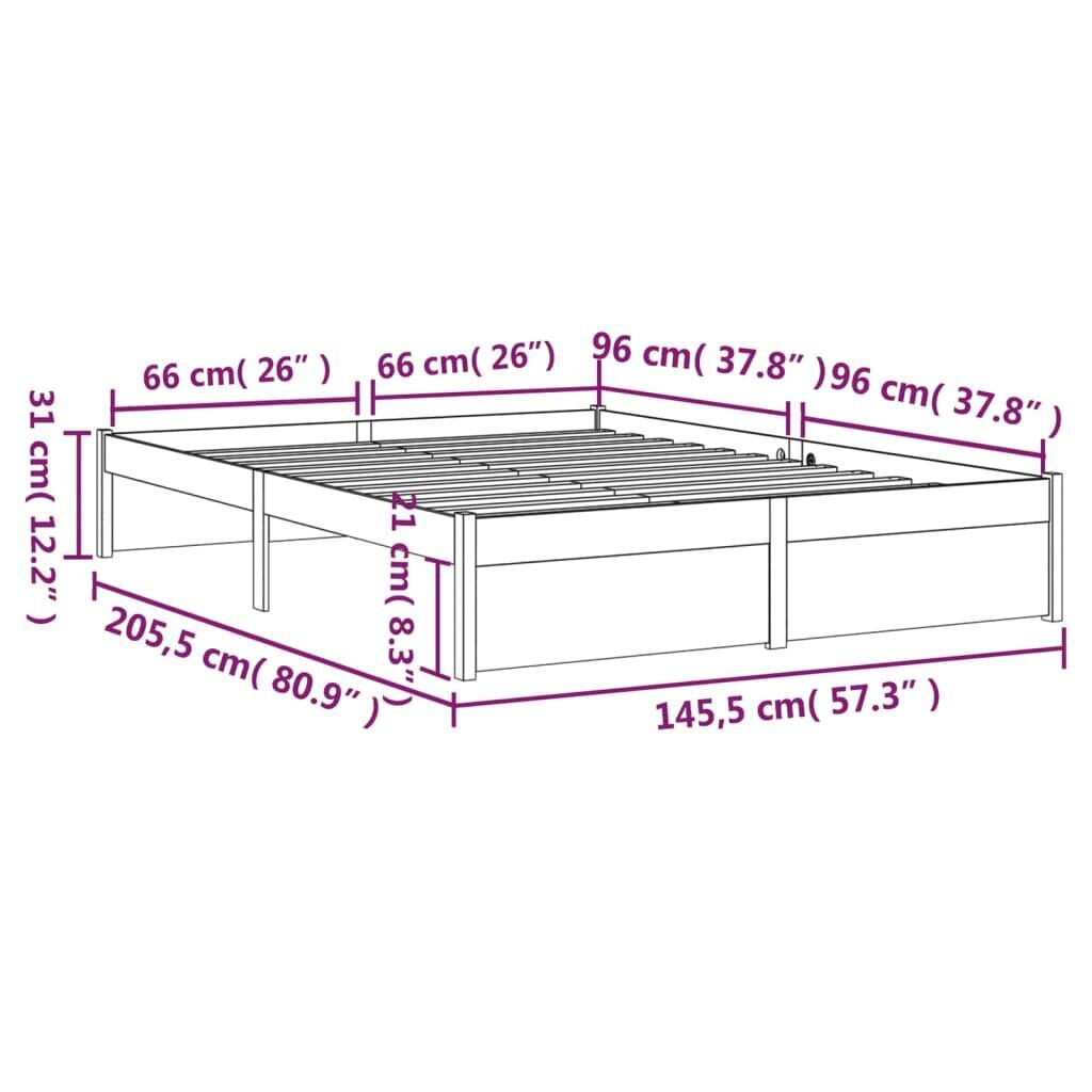 vidaXL Sängynrunko täysi puu 140x200 cm hinta ja tiedot | Sängyt | hobbyhall.fi