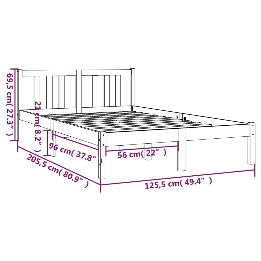 vidaXL Sängynrunko musta täysi puu 120x200 cm hinta ja tiedot | Sängyt | hobbyhall.fi