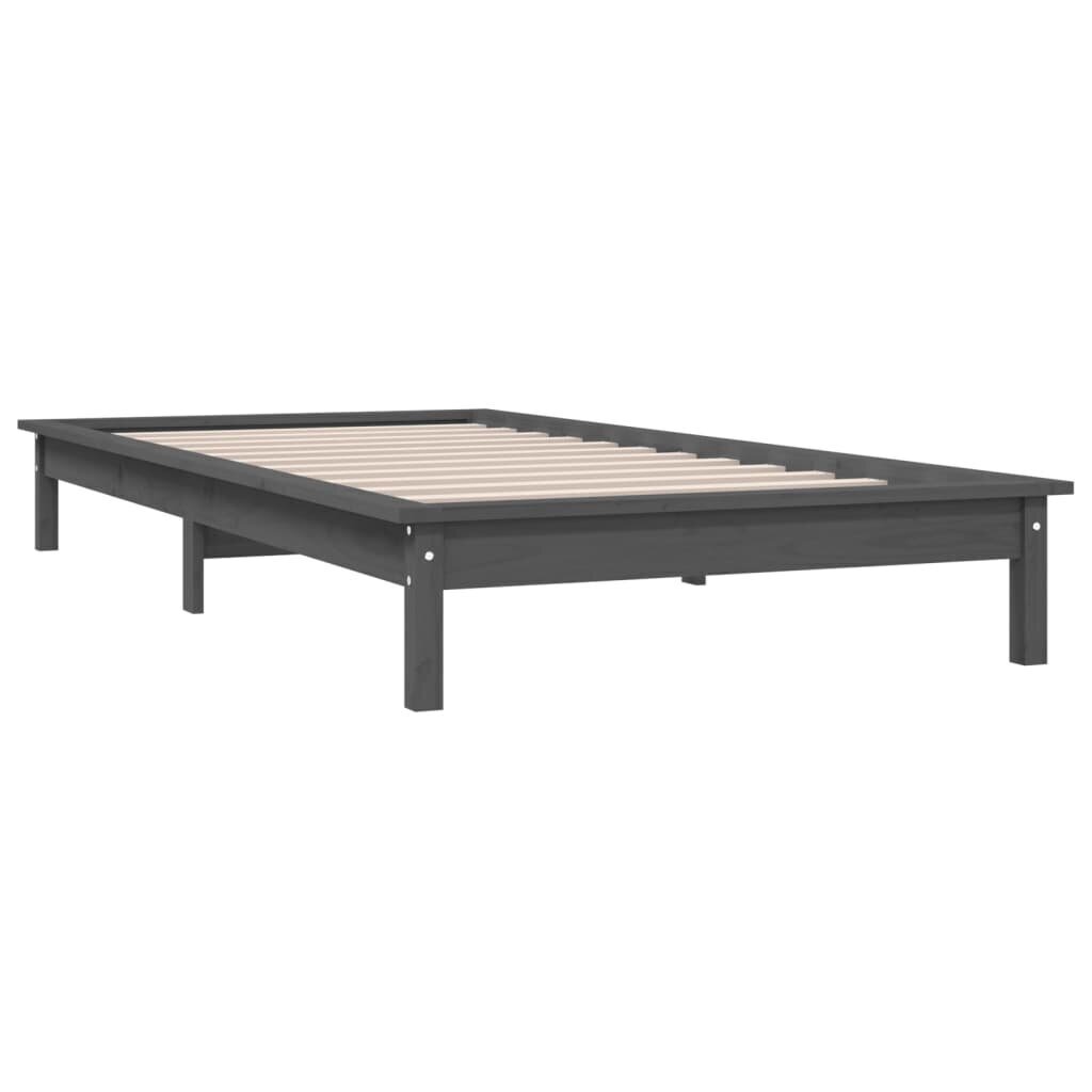 vidaXL Sängynrunko harmaa 90x190 cm täysi mänty 3FT Single hinta ja tiedot | Sängyt | hobbyhall.fi