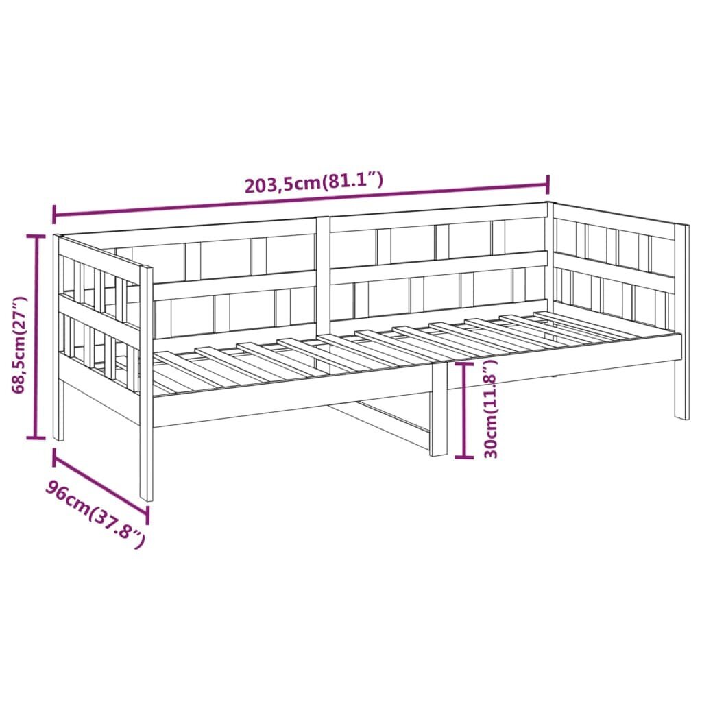 vidaXL Sohvasänky hunajanruskea täysi mänty 90x200 cm hinta ja tiedot | Sängyt | hobbyhall.fi