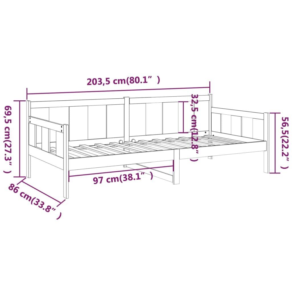 vidaXL Sohvasänky hunajanruskea täysi mänty 80x200 cm hinta ja tiedot | Sängyt | hobbyhall.fi