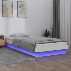 vidaXL Sängynrunko LED-valoilla valkoinen 90x200 cm täysi puu hinta ja tiedot | Sängyt | hobbyhall.fi