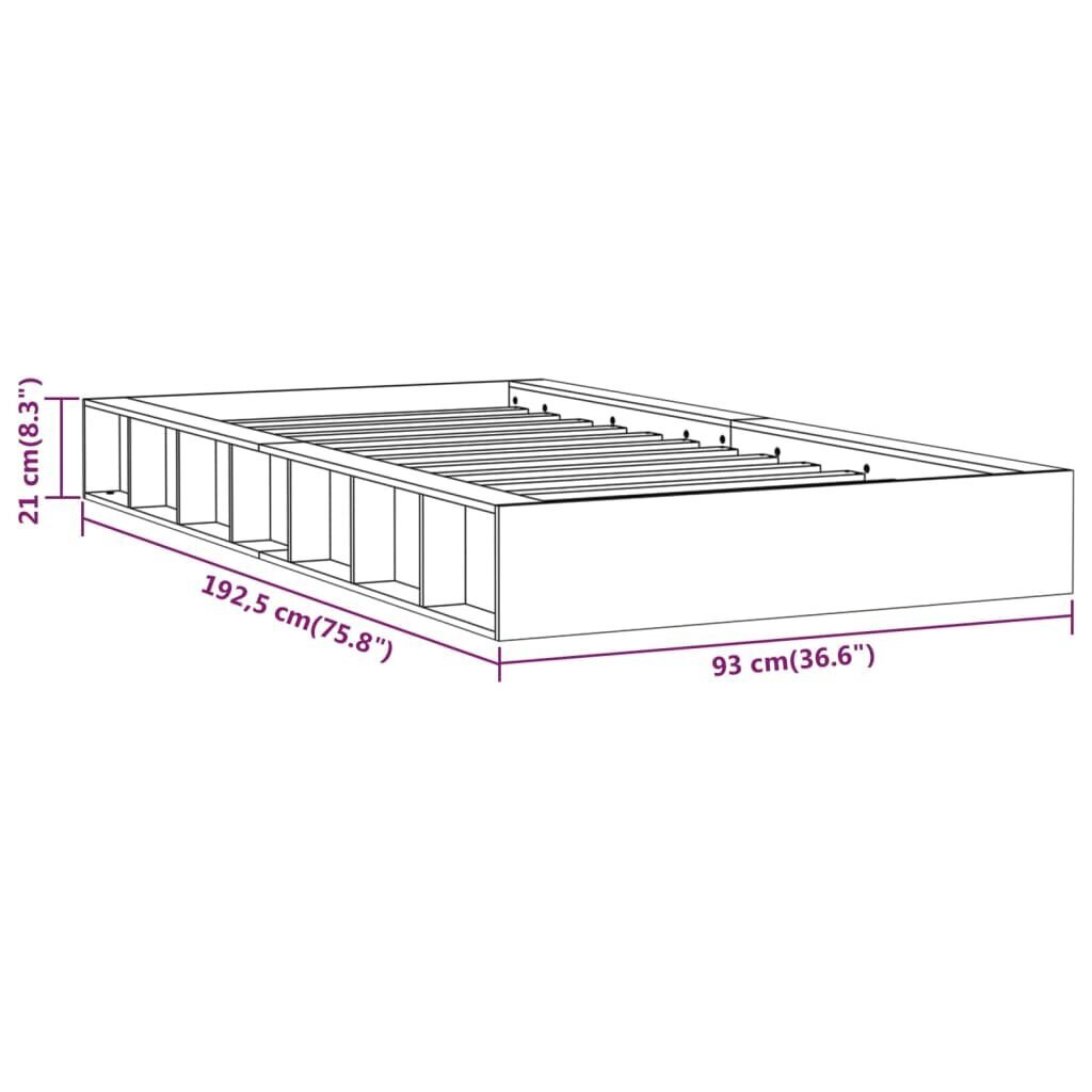 vidaXL Sängynrunko musta 75x190 cm 2FT6 Small Single täysi puu hinta ja tiedot | Sängyt | hobbyhall.fi