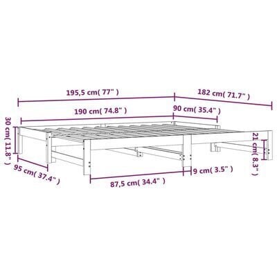 vidaXL Sohvasänky ulosvedettävä musta 2x (90x190) cm täysi mänty hinta ja tiedot | Sängyt | hobbyhall.fi