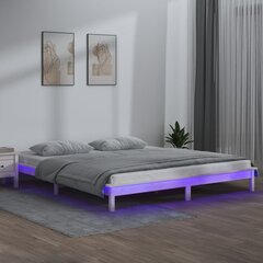 vidaXL Sängynrunko LED valkoinen 135x190 cm 4FT6 Double täysi puu hinta ja tiedot | Sängyt | hobbyhall.fi